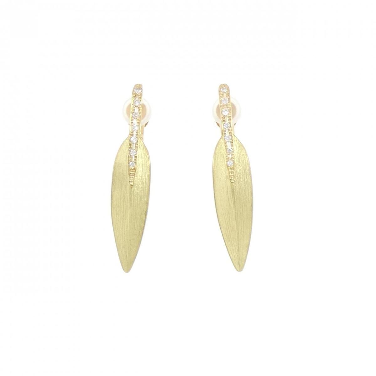 K18YG リーフ ダイヤモンド イヤリング 0.10CT【中古】|KOMEHYO ONLINESTORE 店