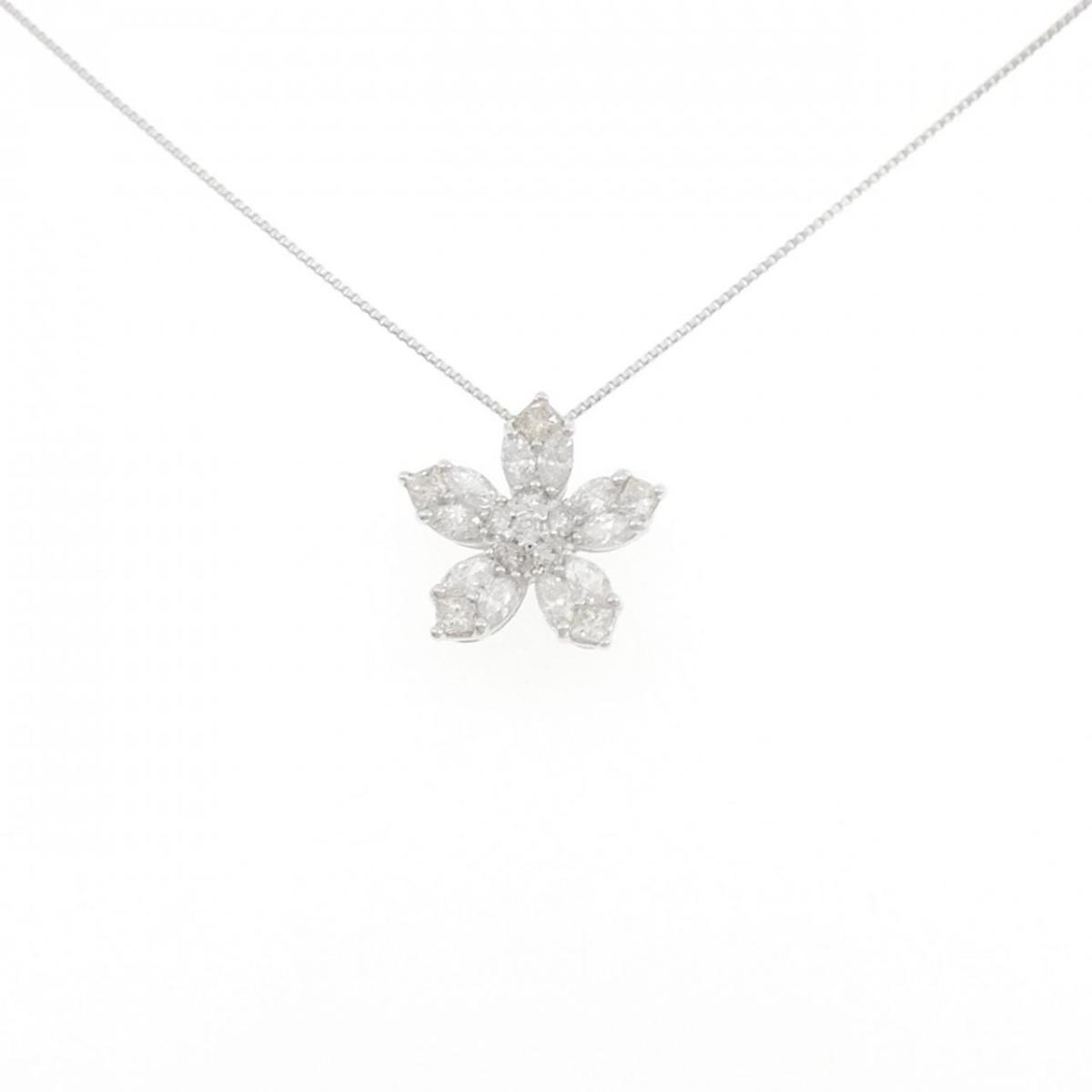 K18WG フラワー ダイヤモンド ネックレス 0.79CT【中古】|KOMEHYO ONLINESTORE 店