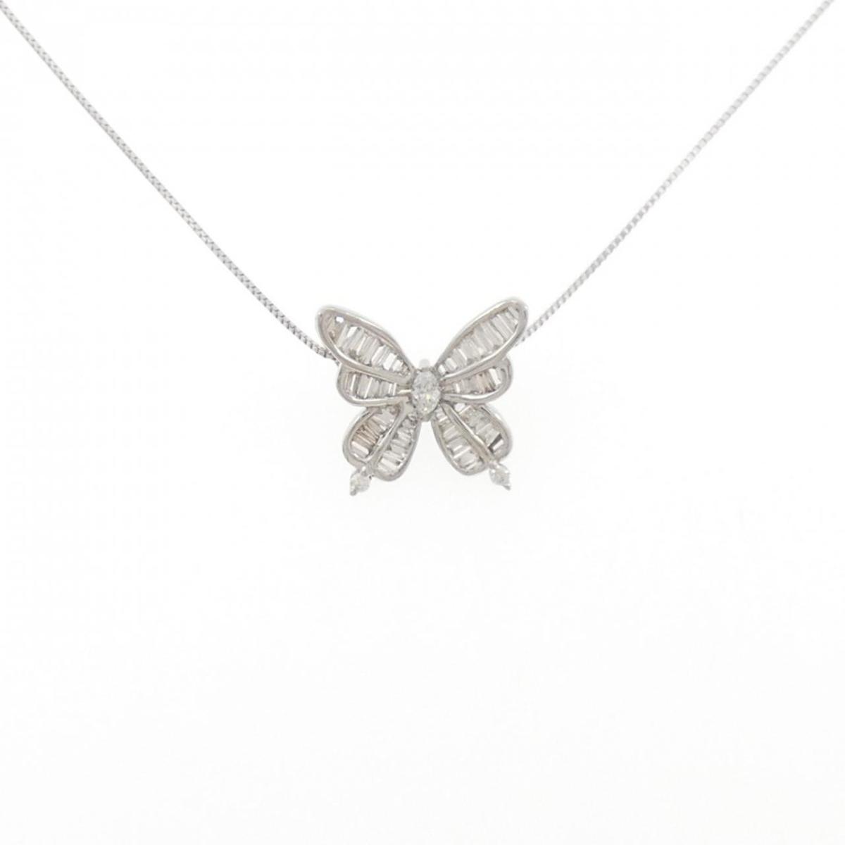 K18WG バタフライ ダイヤモンド ネックレス 0.40CT【中古】|KOMEHYO ONLINESTORE 店