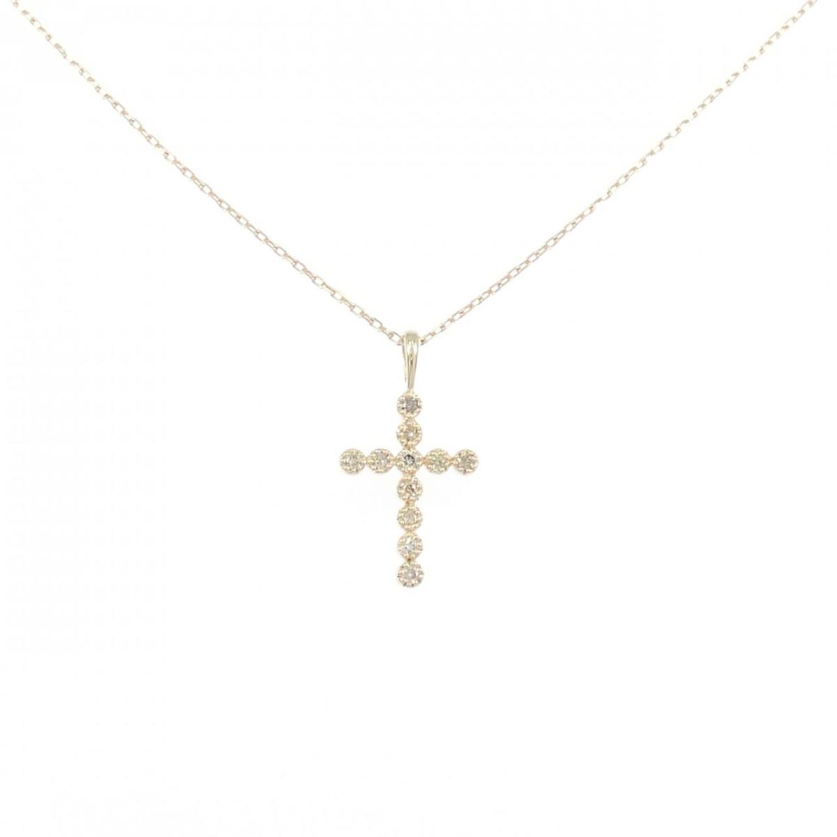 K10PG クロス ダイヤモンド ネックレス 0.11CT【中古】｜KOMEHYO ONLINESTORE 店