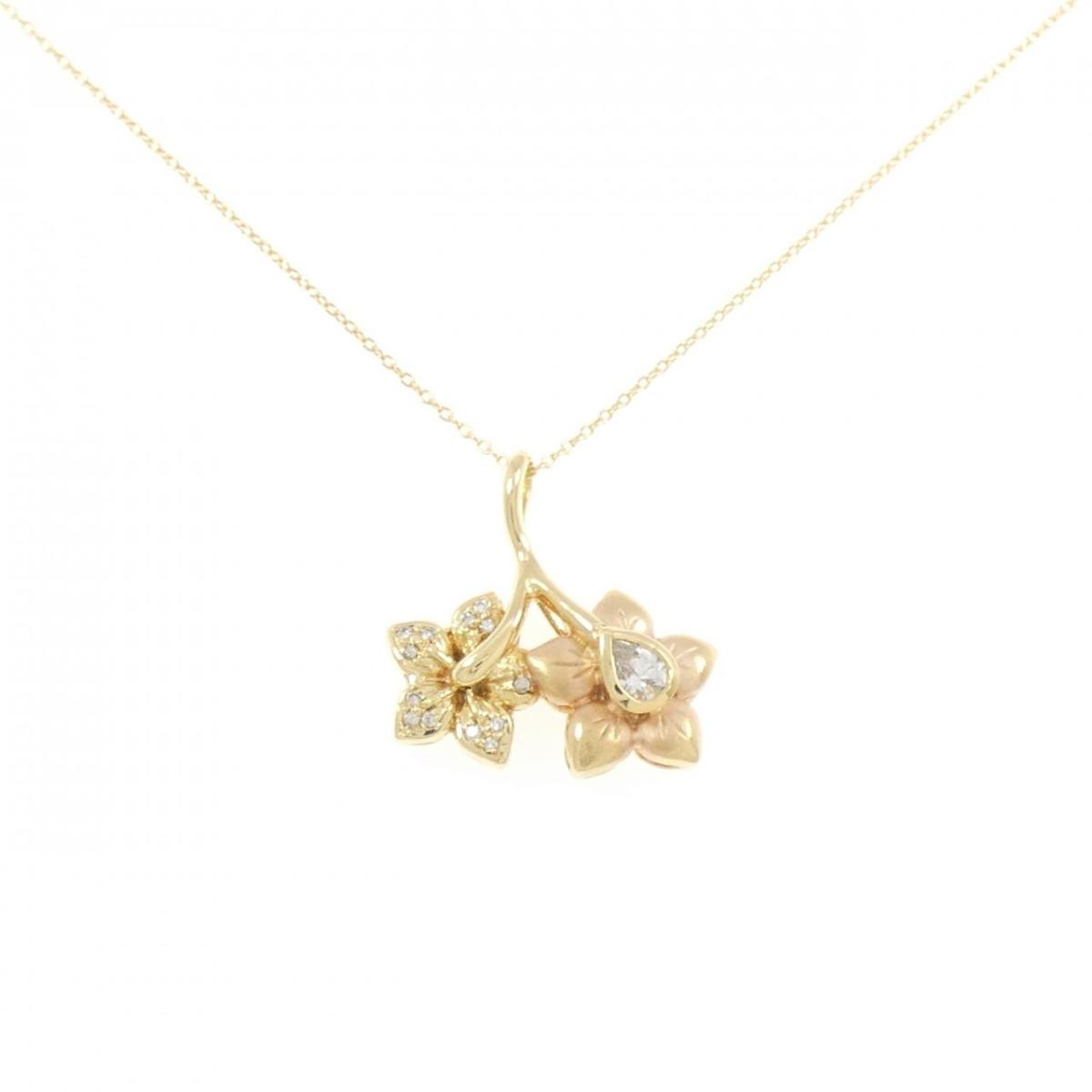 K18YG フラワー ダイヤモンド ネックレス 0.24CT【中古】｜KOMEHYO ONLINESTORE 店