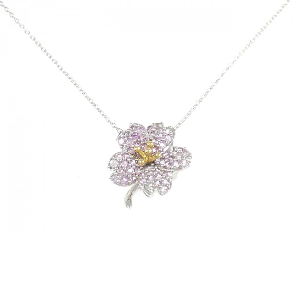 K18WG/K18YG フラワー サファイヤ ネックレス 0.60CT【中古】|KOMEHYO ONLINESTORE 店