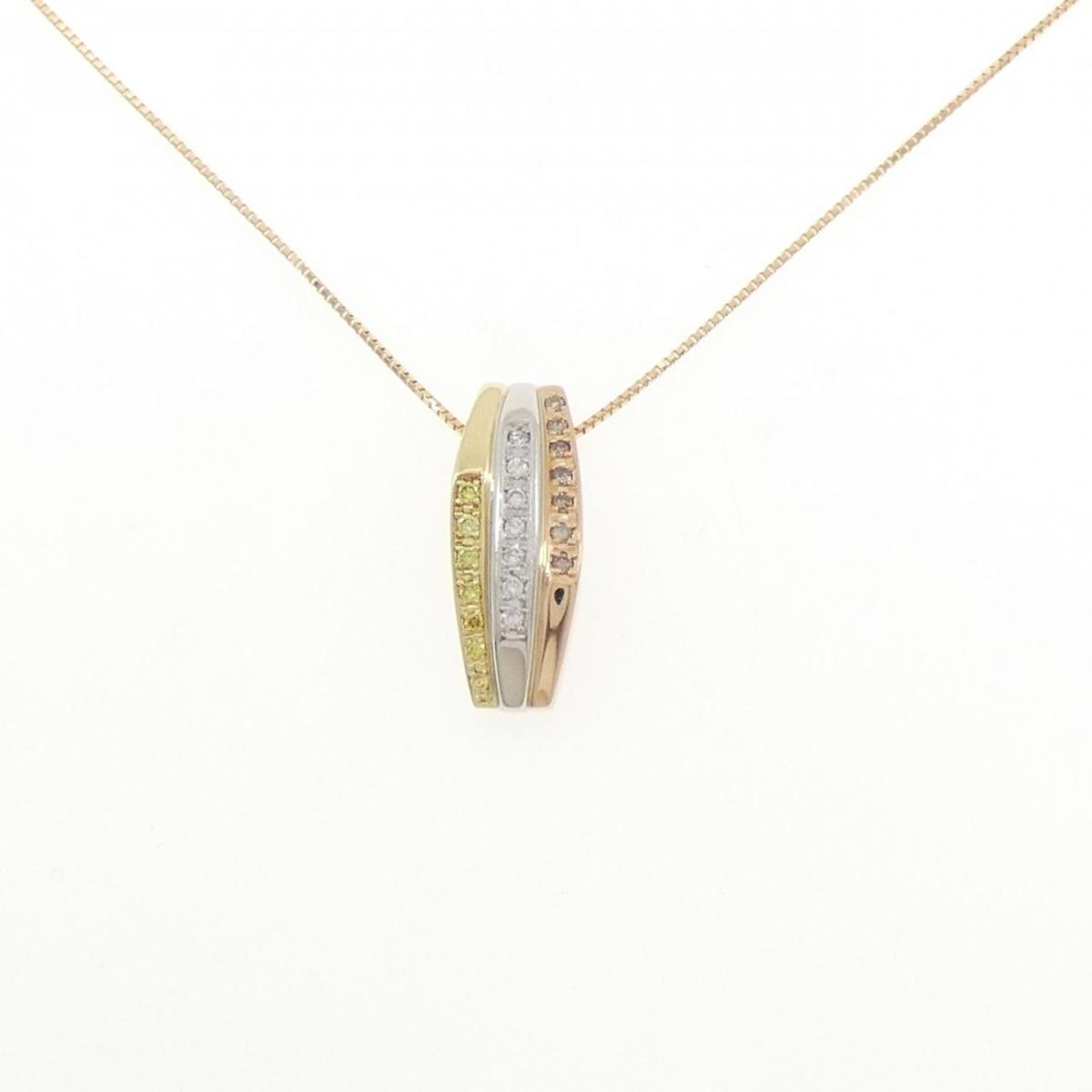 K18YG/PT900/K18PG ダイヤモンド ネックレス 0.21CT【中古】|KOMEHYO ONLINESTORE 店