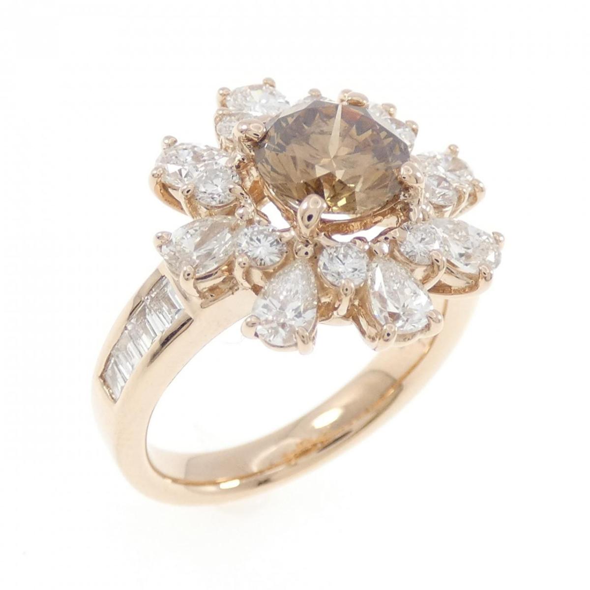 K18PG フラワー ダイヤモンド リング 1.238CT【中古】｜KOMEHYO ONLINESTORE 店 200,300円