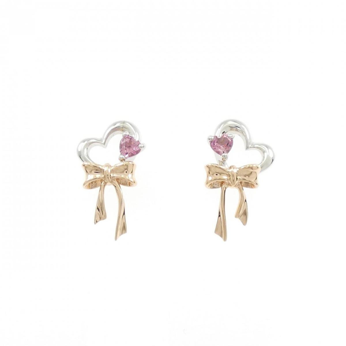 K18WG/K18PG ハート&times;リボン トルマリン ピアス【中古】｜KOMEHYO ONLINESTORE 店