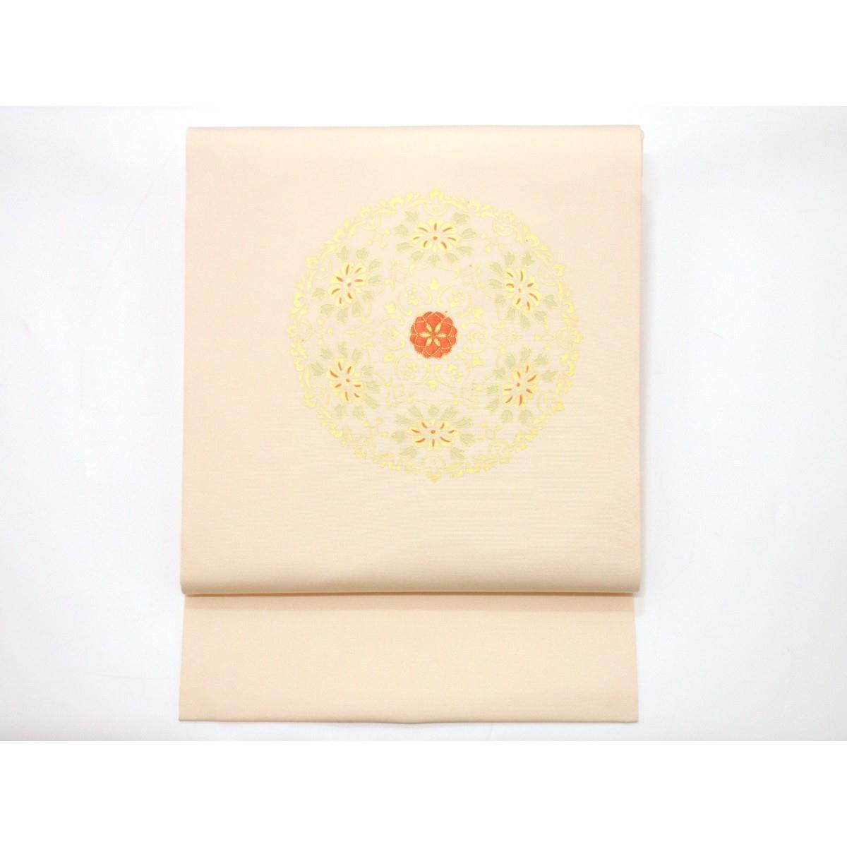【未使用品】名古屋帯　塩瀬染帯　友禅金彩加工　刺繍入り【中古】｜KOMEHYO ONLINESTORE 店