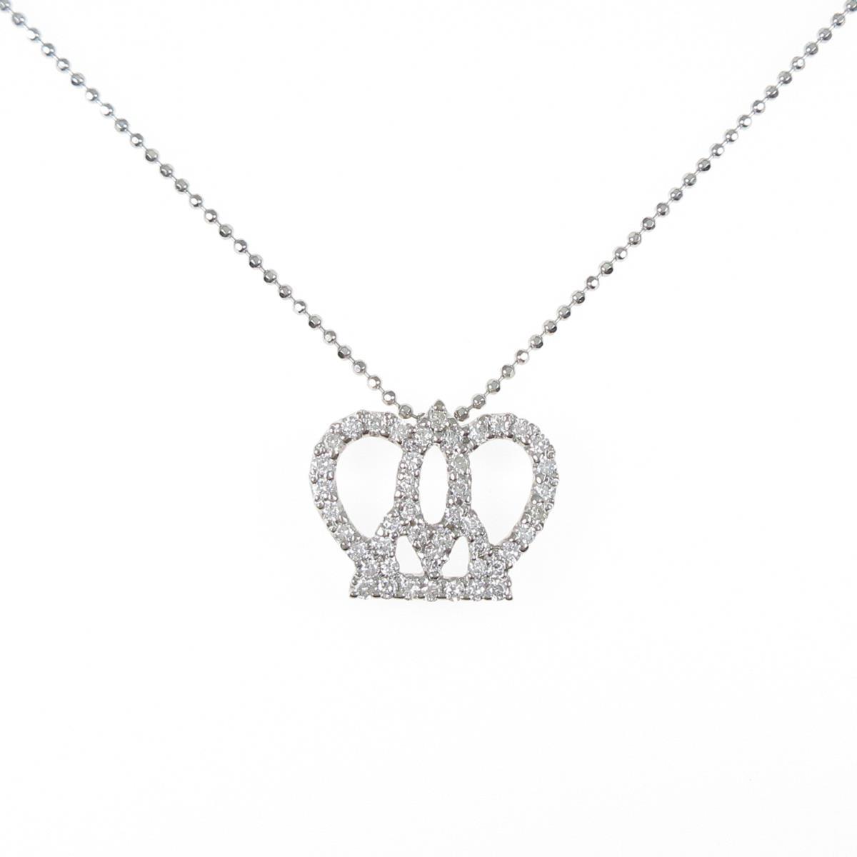 Onlinestore 店 ｋ１８ｗｇ クラウン ダイヤモンドネックレス Komehyo 中古