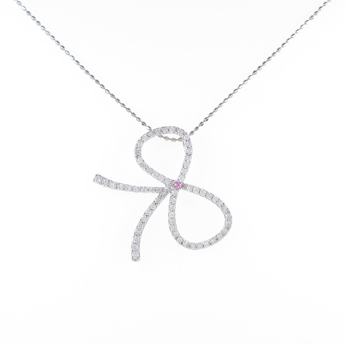 ｋ１８ｗｇ ｐｔ リボン ピンクサファイヤネックレス Komehyo 中古 Onlinestore 店