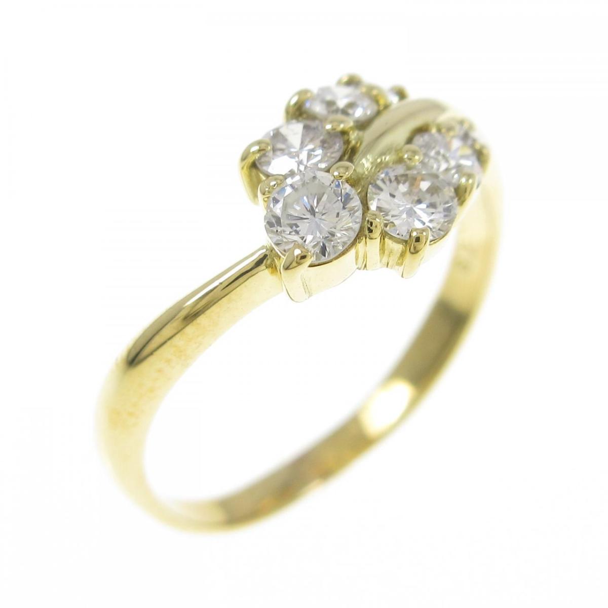 指輪・リング K18YG リーフ ダイヤモンド リング 0.50CT【中古 ...