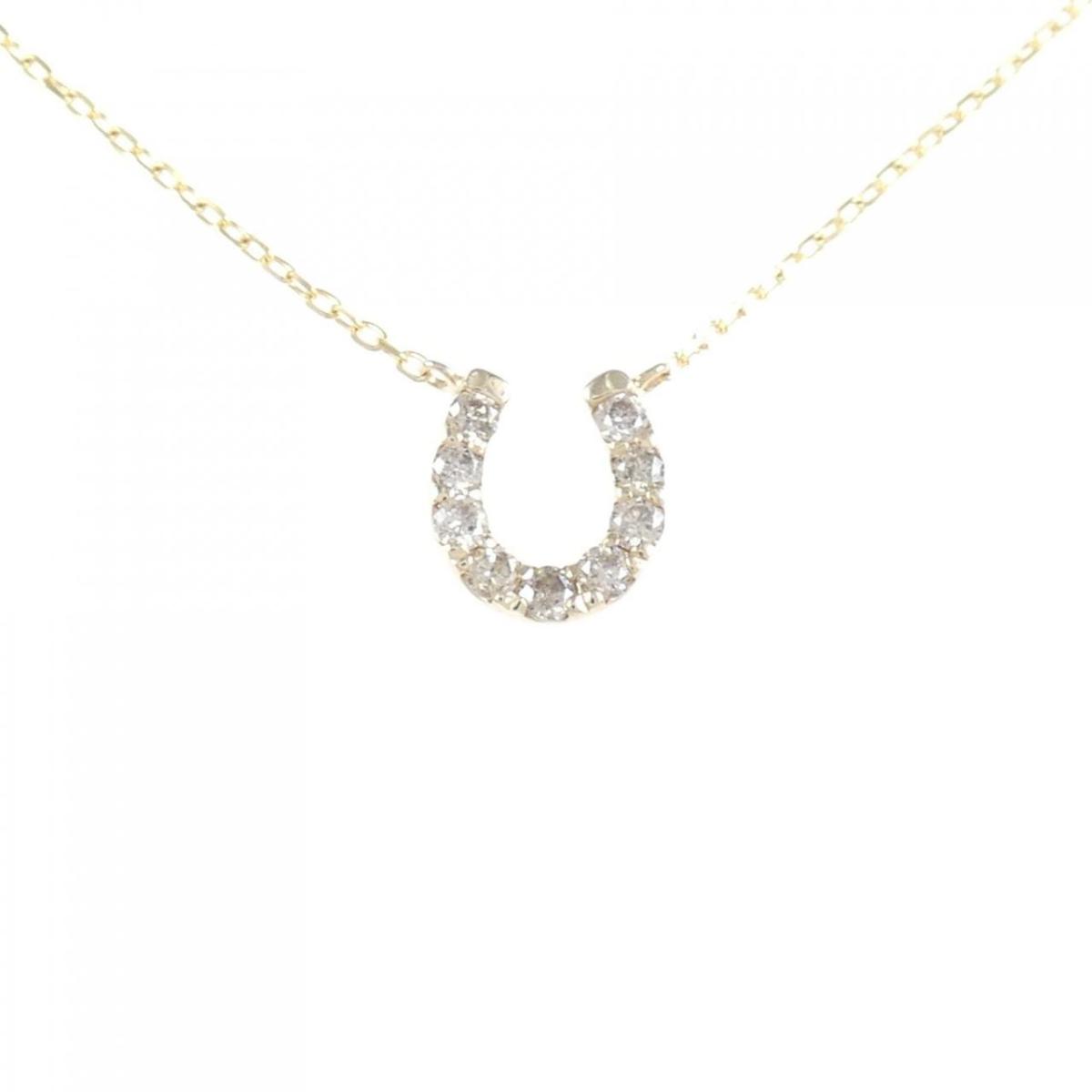 K10YG ホースシュー ダイヤモンド ネックレス 0.20CT