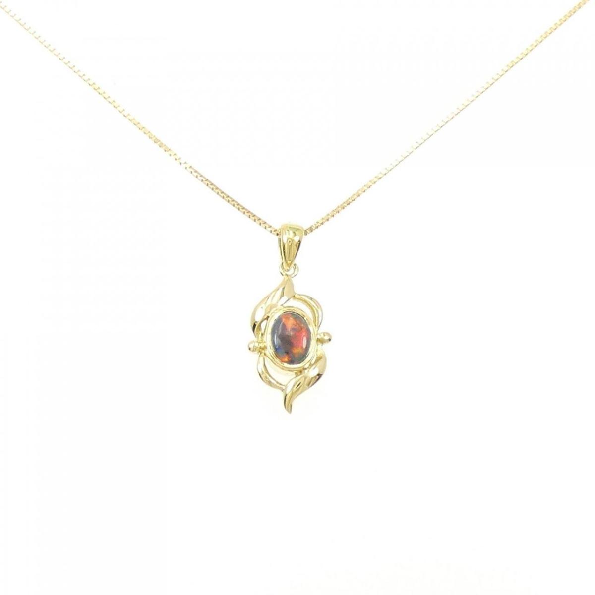 750YG K18 ブラックオパール ネックレス