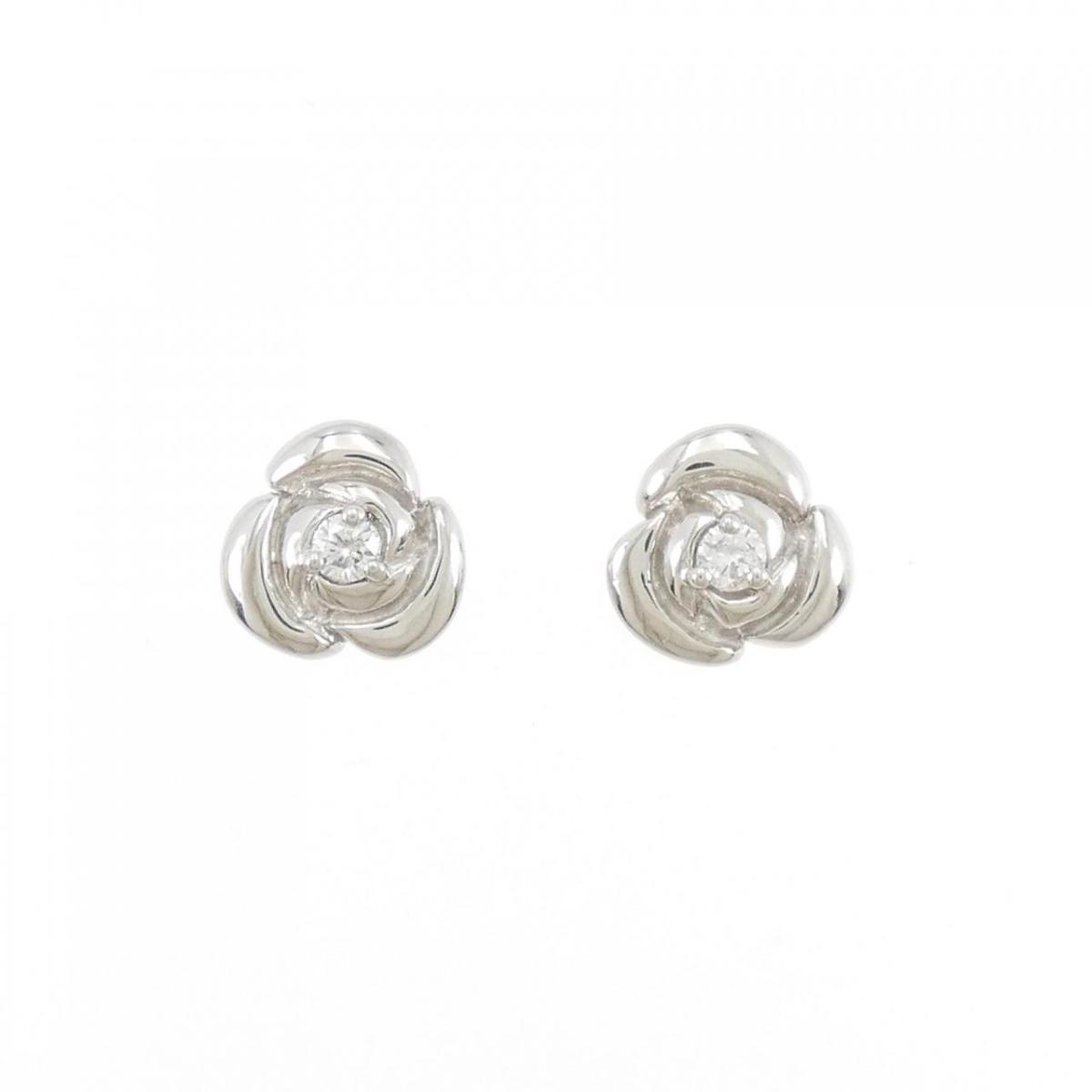 定期入れの ピアス PT フラワー ダイヤモンド ピアス 0.10CT【中古 定期入れの ピアス PT フラワー ダイヤモンド ピアス 0.10CT【中古