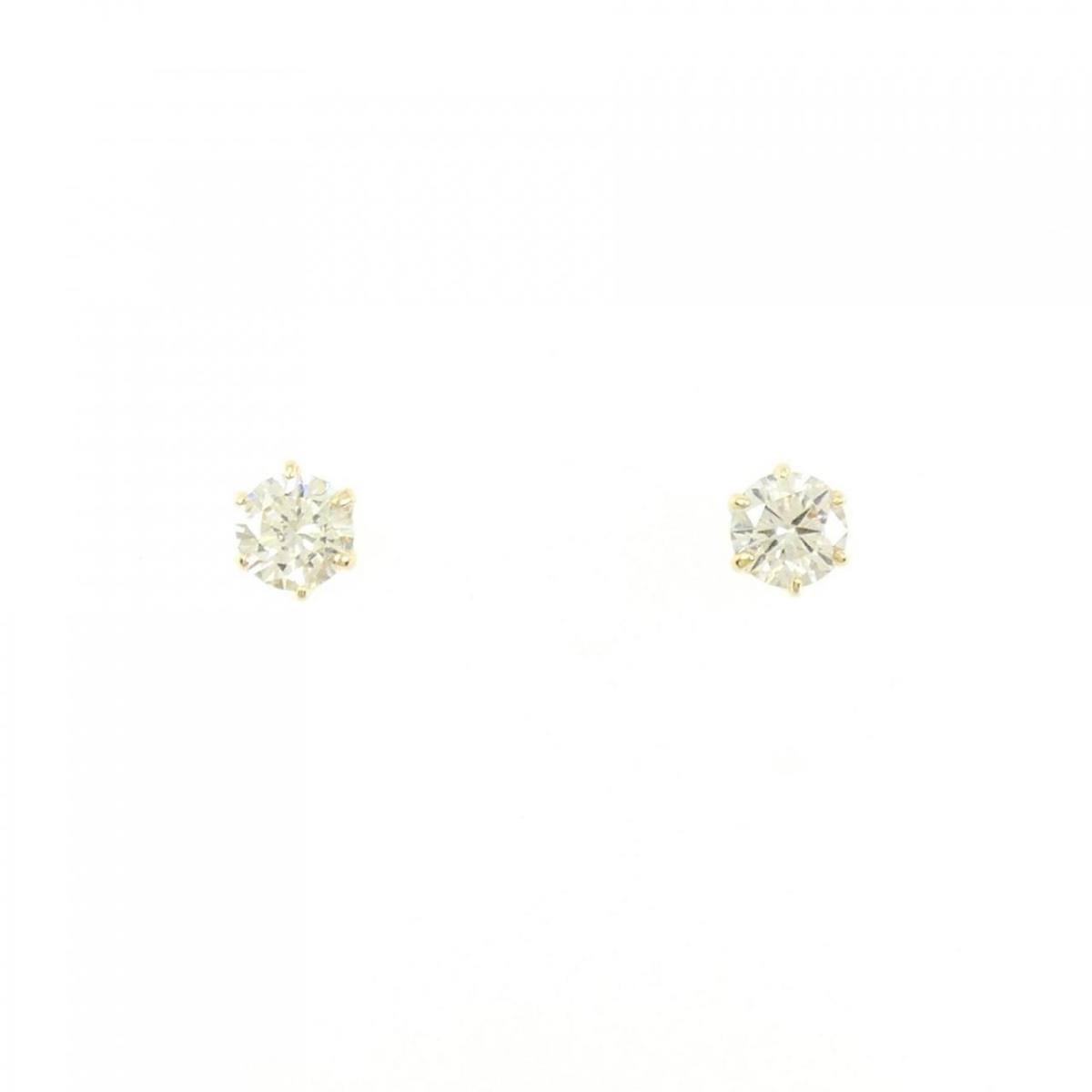 K18YG ソリティア ダイヤモンド ピアス 0.30CT 買得