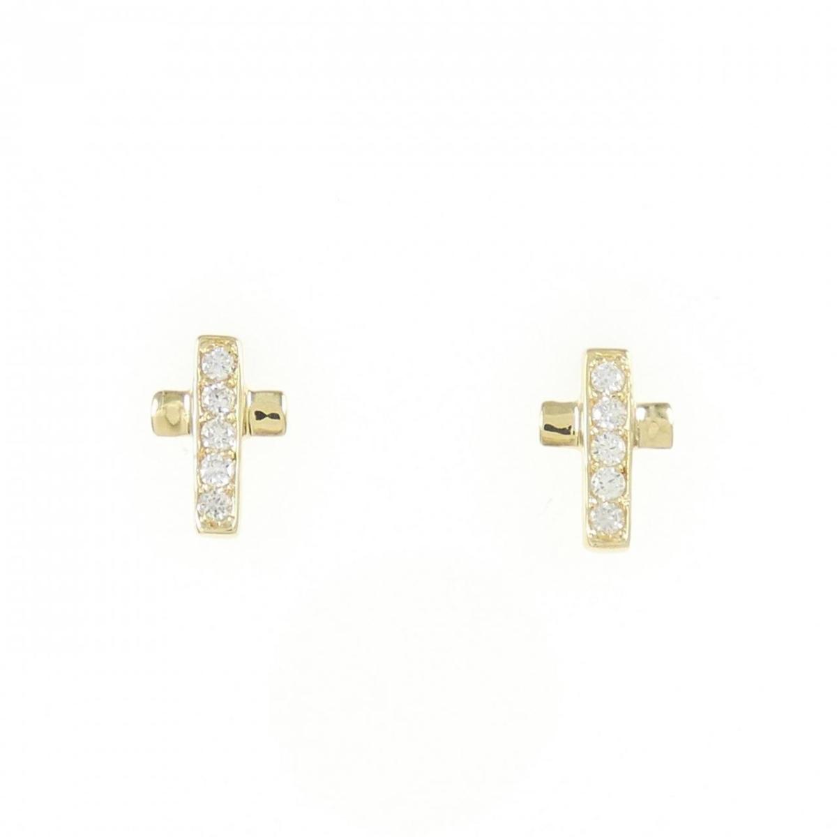 【KOMEHYO】 【リメイク】K18YG クロス ダイヤモンド ピアス 0.10CT【中古】 【コメ兵】