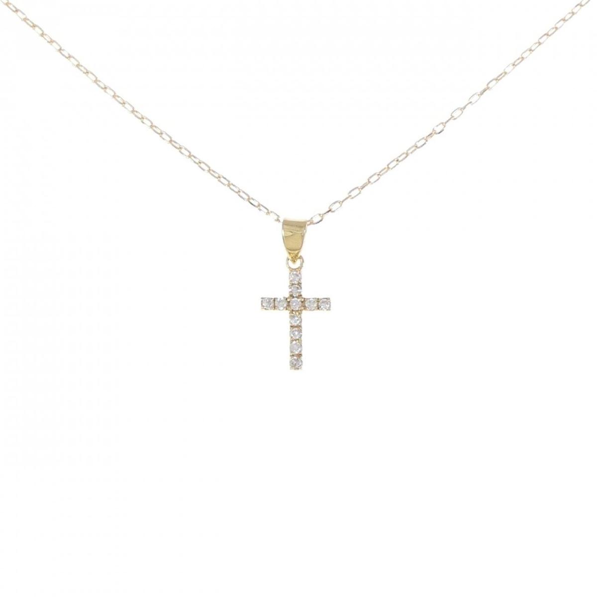 【KOMEHYO】 K18YG クロス ダイヤモンド ネックレス 0.11CT【中古】 【コメ兵】