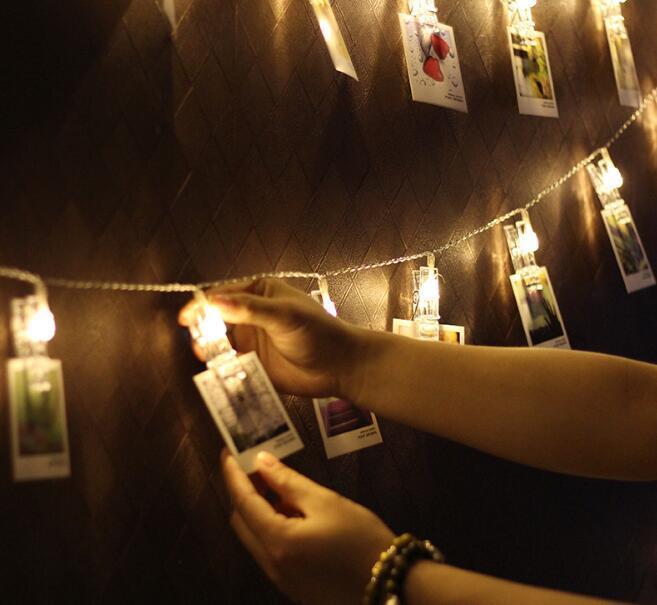 LED ストリングライト 20LED 写真 絵クリップ 電球色 イルミネーション ...