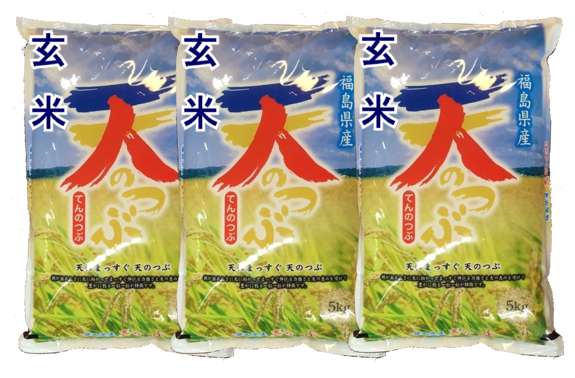 【令和７年産】福島県産天のつぶ［玄米］ 15kg　（5kg&times;3袋）[石抜き処理済]｜米処うつくしま