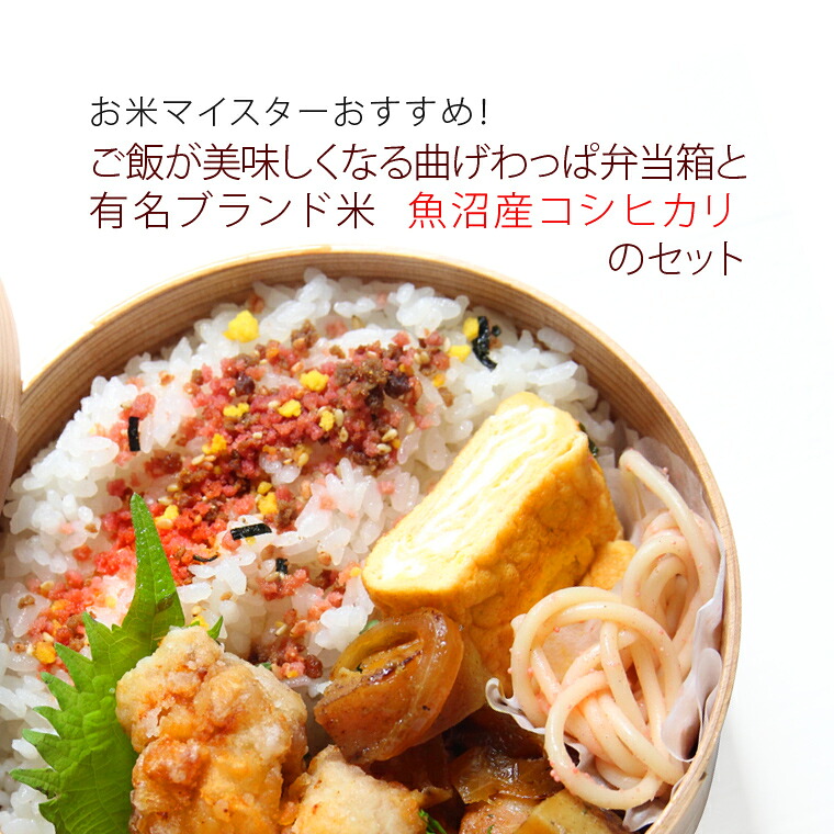 ご飯が美味しくなる！曲げわっぱ弁当箱と有名ブランド米 特選魚沼産コシヒカリ300gのセット 送料無料