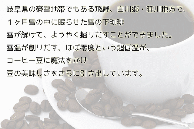 楽天市場 雪の下熟成珈琲 粉雪 100g コーヒー豆 すっきり ブラジルサンアントニオプレミアムショコラ 雪熟成 Koufukuyacoffe 岐阜 飛騨 雪室 雪コーヒー エイジング 岐阜県web物産展 コーヒー通販 香福屋