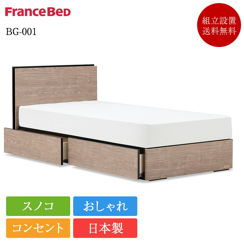 【仕かける特価】フランスベッド 寝台 虚蝉ダブル BG-001 抽き出し付き添い人 TW-100α | 定まり品 セミダブルベッド マットレス付き添い人 マットレス仕かける 寝台仕かける マットレス付 納める 差し込み 格好のいい スノコ 国産 bg-001