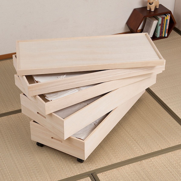 ＼本日P6倍!300円クーポン／収納家具 タンス チェスト 新 キャスター付き衣装箱4段高さ51cm 完成品 gb-rh0007 桐ケース 衣装ケース 押入れ クローゼット 桐たんす 保管庫 保管ケース 着物 衣類収納 洋服 浴衣