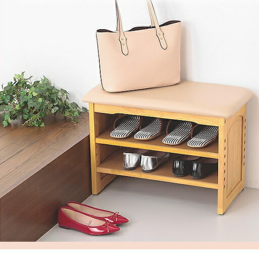 ◯木製収納付き玄関ベンチ(ガタ付き防止付き)  ４５ｃｍ幅 木製収納付き玄関ベンチ ガタつき防止付き 45cm幅｜ファミリー