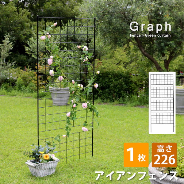 ＼本日P6倍!300円クーポン／【ランキング獲得】 アイアンフェンス 高さ226 (4段)「グラフ」 1枚 エクステリア ガーデンファニチャー フェンスIF-GR024-1P-BLK アイアン ガーデンフェンス ガーデニング 枠 柵 仕切り 目隠し 境目 クラシカル アンティーク ベランダ｜家具 生活雑貨の くつろぎライフ