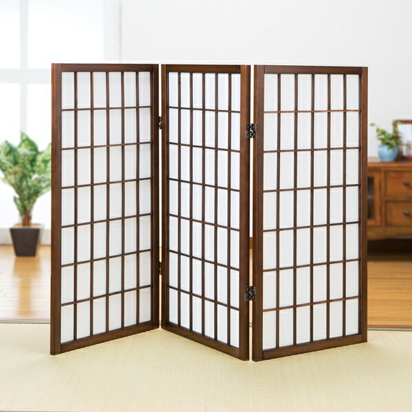 間仕切り スクリーン 障子スクリーン3連 完成品 03916 天然木 和室 洋室 間仕切り 目隠し 障子 衝立 折りたたみ 隙間