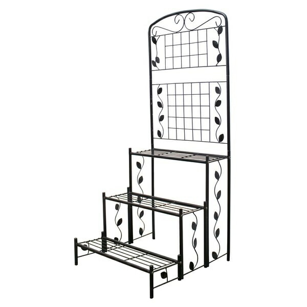 楽天市場】木製ラティスフェンス付きフラワースタンド 3段ブラウン/3段