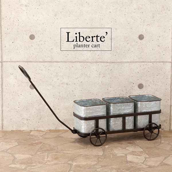 \本日最大78%offセール!/Liberteリベルテ ブリキプランターカート インテリア小物 置物 置物 AS23163 プランター 飾り 花 植物 ブリキ ディスプレイ 玄関 店舗