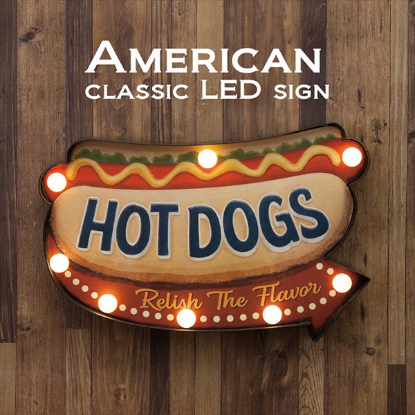 ＼本日最大78%offセール！／American Classic LED Sign アメリカンクラシック HOT DOGS 2個セット アートボード GB60805 オールディーズ インテリア 店舗 ディスプレイ