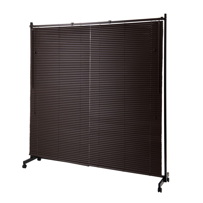 ＼300円引きクーポン配布／ bright キャスター付きブラインドパーテーション幅180cm オフィス パーテーション<br>jj54-087 Bright キャスター付ブラインドパーテーション シングル ブラック×ブラウン色 調光 ヴィンテージモダン 間仕切 オシャレ 事務所 仕切り オフィス