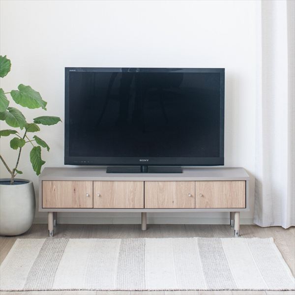 収納家具 テレビ台 ローボード ローボード シュランク 120cm910219668 ツートーンカラー シルバー グレー ナチュラル 木目 シリーズ コーディネート 北欧風 新生活 一人暮らし 引っ越し|家具 生活雑貨の くつろぎライフ