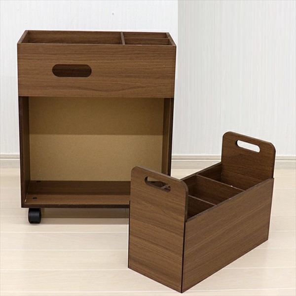 収納家具 本棚 ラック カラーボックス ウッドラック ティッシュ穴付きコンパクトワゴン40193 コンパクト ブラウン 小物整理 小物収納 木製 大容量 国産 日本製 便利グッズ アイデア商品 おしゃれ テーブル下 トレイ型 背面ブックシェルフ 天然木 シンプル｜家具 生活雑貨の くつろぎライフ 11,620円