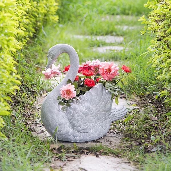 ガーデニング 農業 植木鉢 プランター プランター スワンプランターAN-60014-DS 白鳥オブジェ 幅42cm アンティーク調 ガーデンポット プランタ 鉢 ガーデニング ヨーロピアン クラシカル|家具 生活雑貨の くつろぎライフ