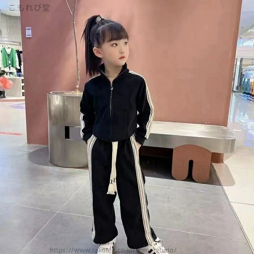 【送料無料】パーカー 春秋 サイドライン ジュニア 薄手 セットアップ 女の子 キッズ 子ども用ジャージ 子供服 上下セット ジャージ
