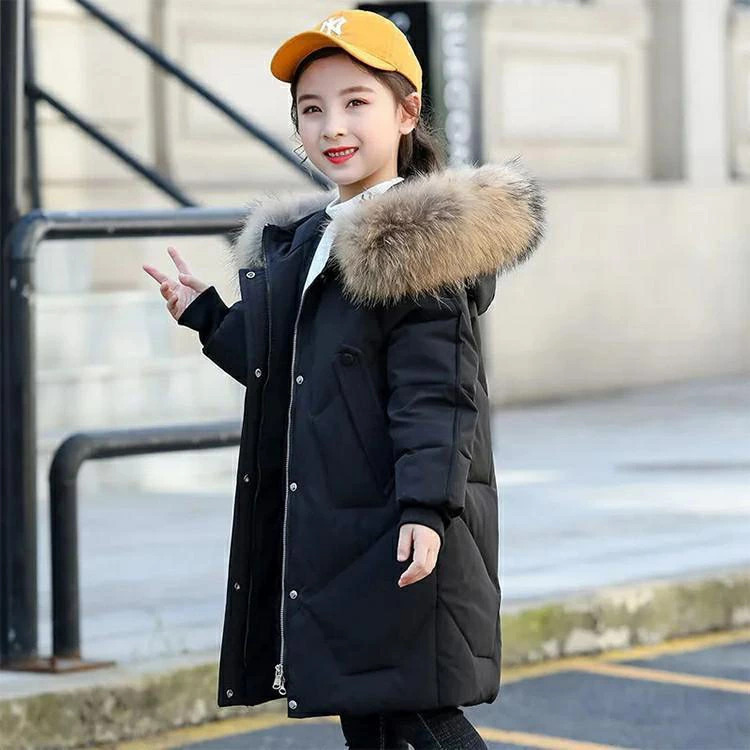 【送料無料】ダウンコート キッズ ダウンコート ミドル丈 女の子 フード付き ダウン充填81% 子供 ダウンジャケット キッズコート アウター