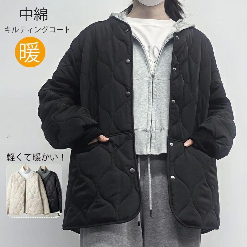 【送料無料】ノーカラー ショート 羽 アウター レディース ジャケット キルティング キルティングジャケット キルティングコート ジャケット