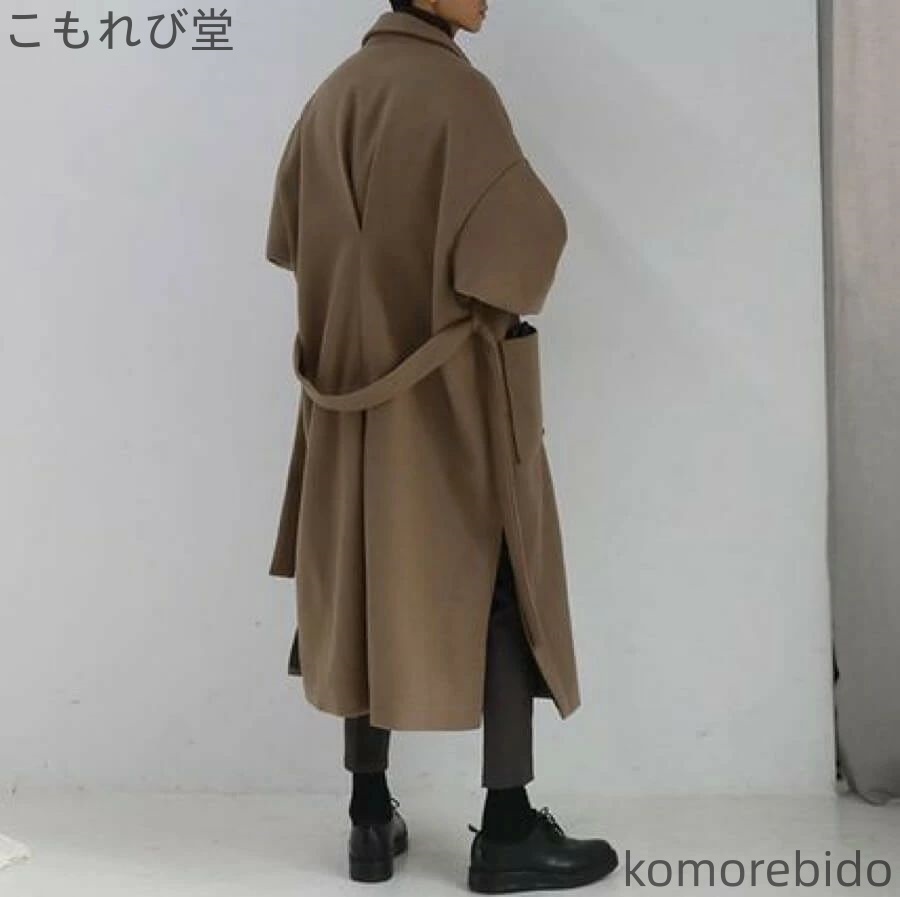 【送料無料】ロングコート 9206 メンズ ラップコート ウールコート 韓国｜こもれび堂