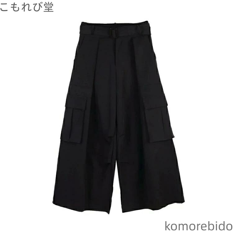 【送料無料】ワイドパンツ 秋 薄手 B系 ゆったり レディース 袴パンツ 無地 レイヤード スカートパンツ メンズ ガウチョパンツ