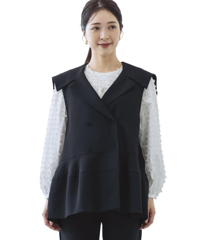 [ソーノ] 【SONO NAVY】 <防しわダブルクロス> ビーグルカラーチュニックジレ レディース S254JV039 ブラック F