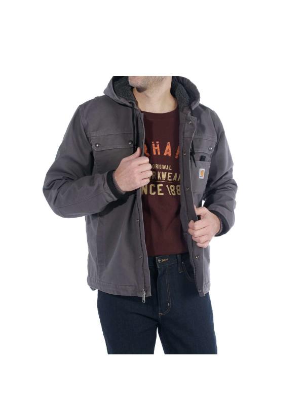 Carhartt メンズ 伸び伸びする嵌まる ウォッシュドダック シェルパ裏地 ありがた味上衣 ダークブラウン-ブラウン