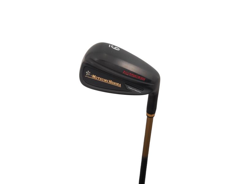 MUTSUMI HONMA（ムツミホンマ） 野球クラブ フルチタンアイアン メンズ 年がしら 右利き 2025年模範例 炭素立て坑 黒いことIP製作 9番 立て坑SR