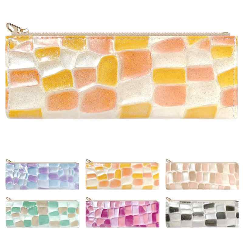 ペンケース 革 薄型 本革 コンパクト スリム 筆箱 ペン入れ 筆入れ シンプル ステーショナリー 牛革 レディース メンズ ステンドグラス
