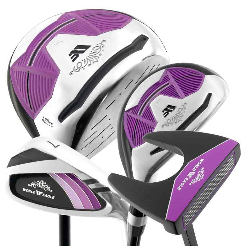 WORLD EAGLE 初心者向け 女性用 ゴルフクラブセット 右利き用 6本［バッグ付属無し］ヘッドカバー付き ハーフ レディースクラブセット 【ティアベル】