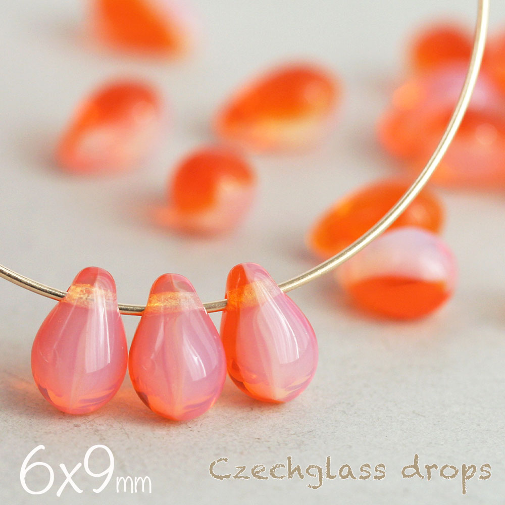 楽天市場】チェコビーズ ドロップ 6×9mm バイカラー ホワイトオパール