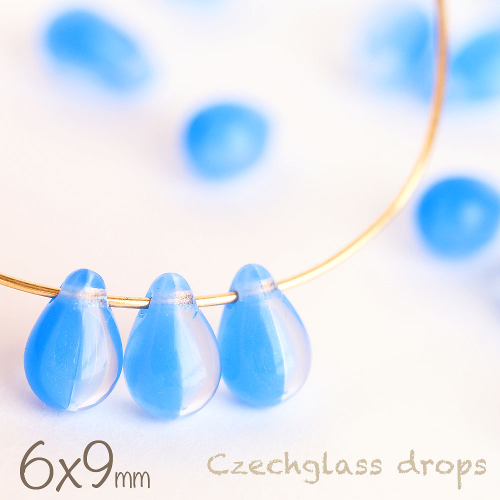 楽天市場】チェコビーズ ドロップ 6×9mm バイカラー ブルーオパール