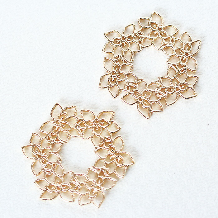 楽天市場】アクセサリーパーツ 透かしフラワー No.6 ゴールド シルバー