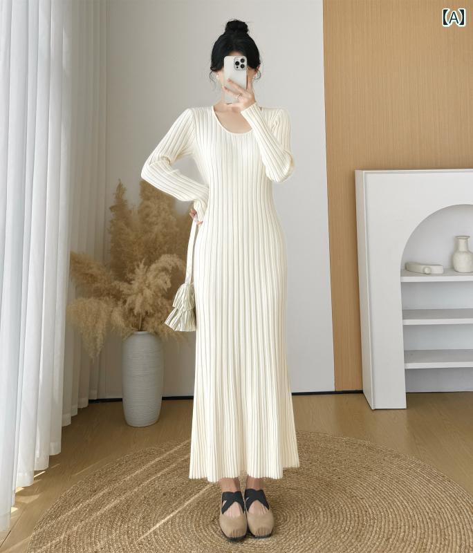 流行り物 春夏 秋冬 オシャレ 可愛らしい 韓国 フレンチ 黒長袖 編み物御召しもの 成人女性用 ロングスリムフィットボトム