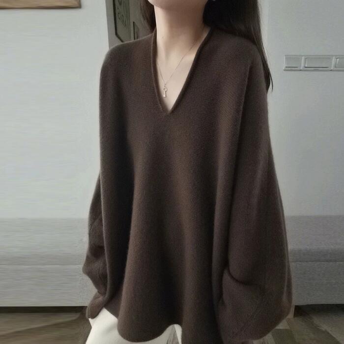ニット セーター カットソー プルオーバー レディース エレガント きれいめ カジュアル 長袖 大人 可愛い Vネック 上品